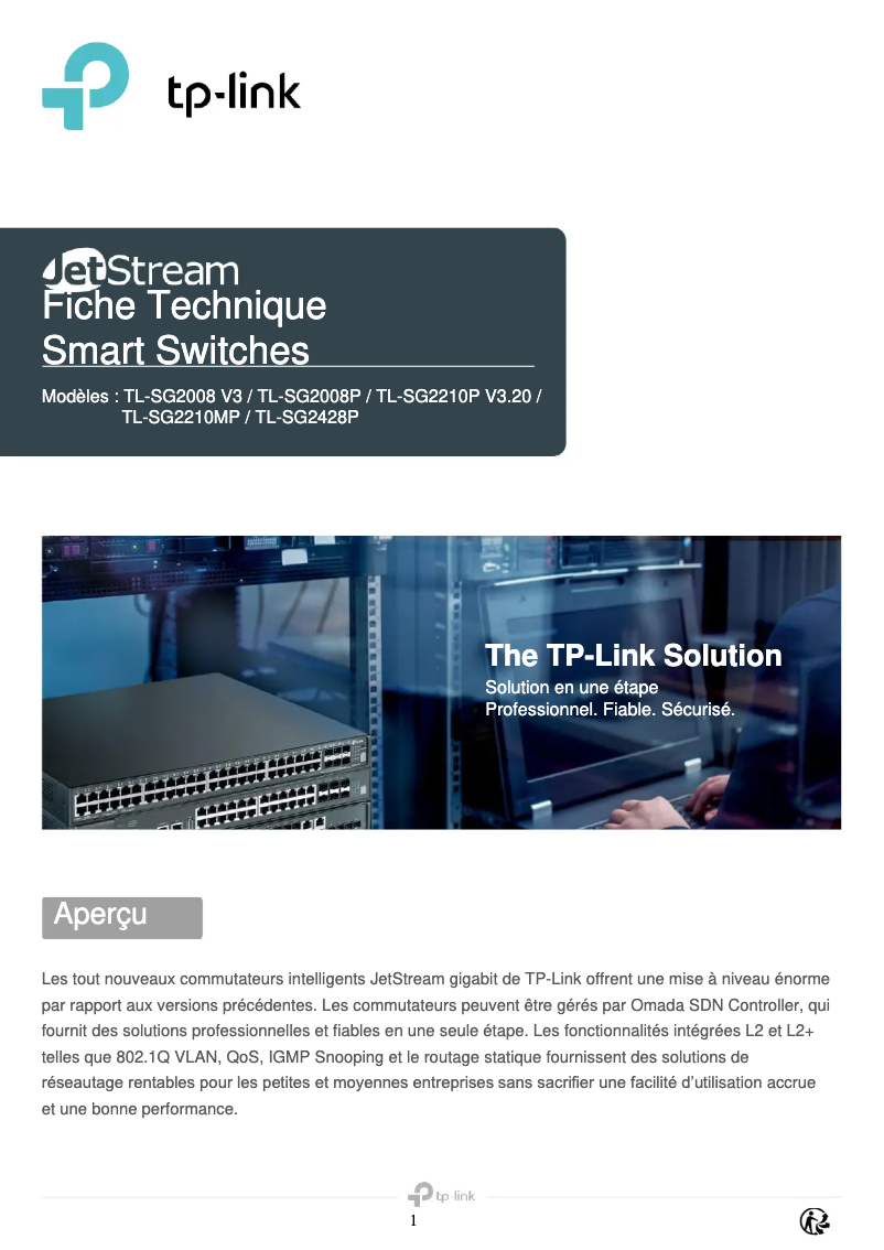 Page n°1 - Guide d'installation TP-Link TL-SG2210P