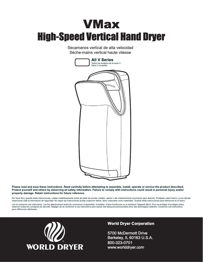 Page n°1 - Manuel utilisateur World Dryer VMax