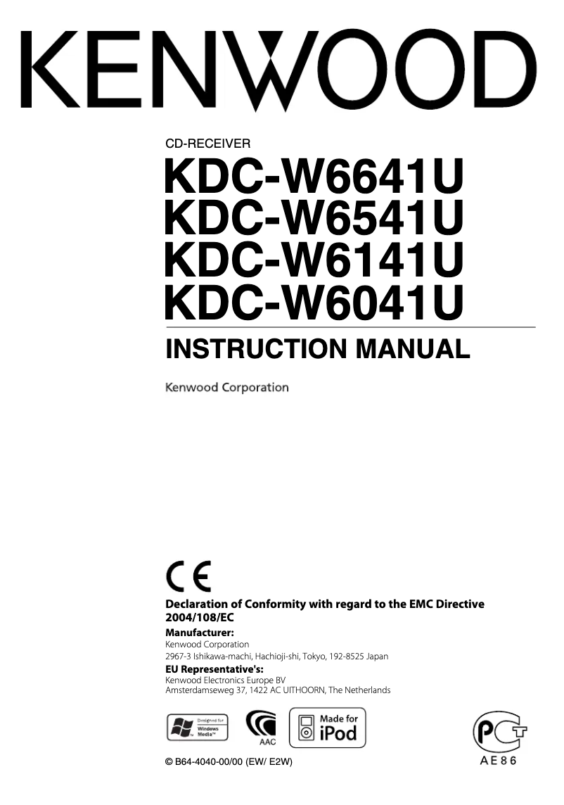 Page n°1 - Manuel utilisateur Kenwood KDC-W6641U