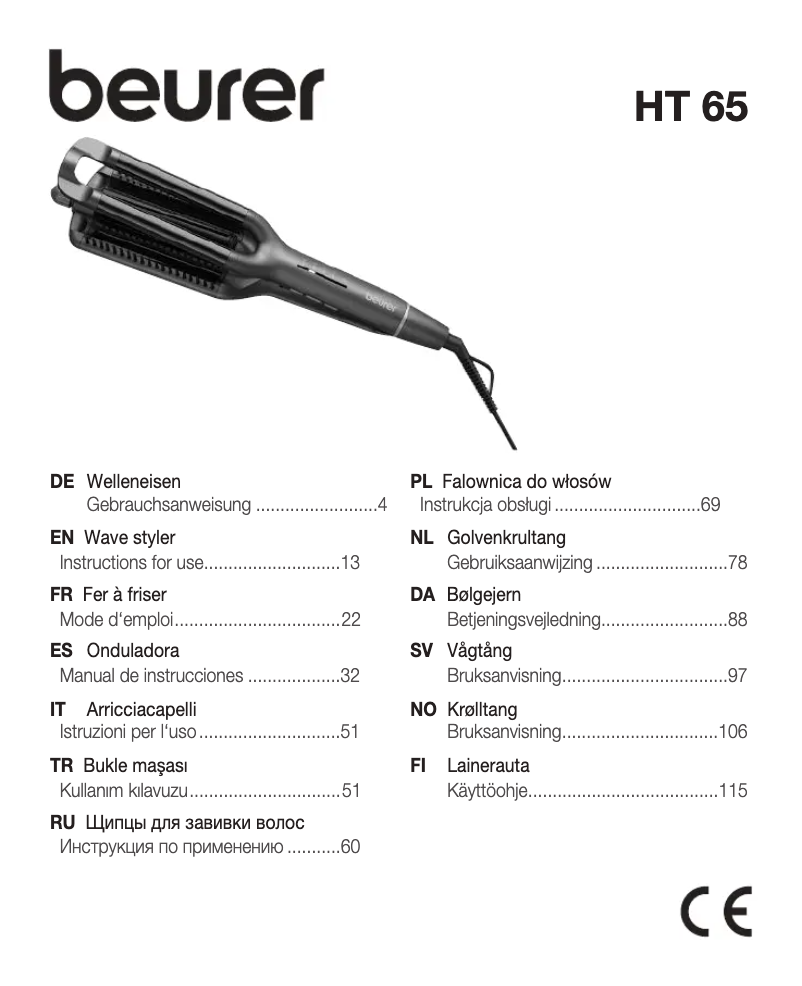 Page n°1 - Manuel utilisateur Beurer HT 65