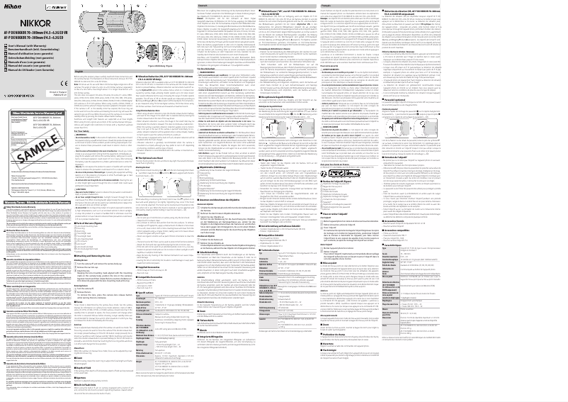 Page 1 de la notice Manuel utilisateur Nikon Nikkor AF-P DX 70-300mm f/4.5-6.3G ED VR