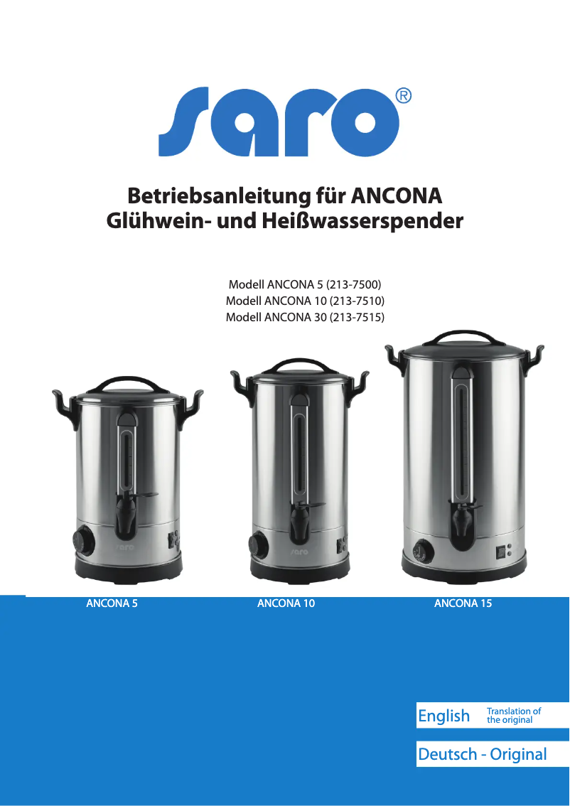 Image de la première page du manuel de l'appareil ANCONA 5 213-7500