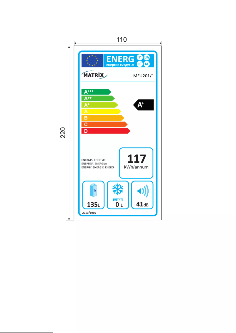 Page 1 de la notice Label énergétique Matrix MFU251