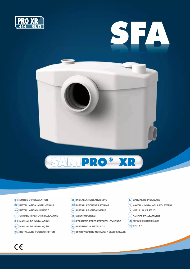 Page 1 de la notice Manuel utilisateur Sanibroyeur Sanipro XR Silence