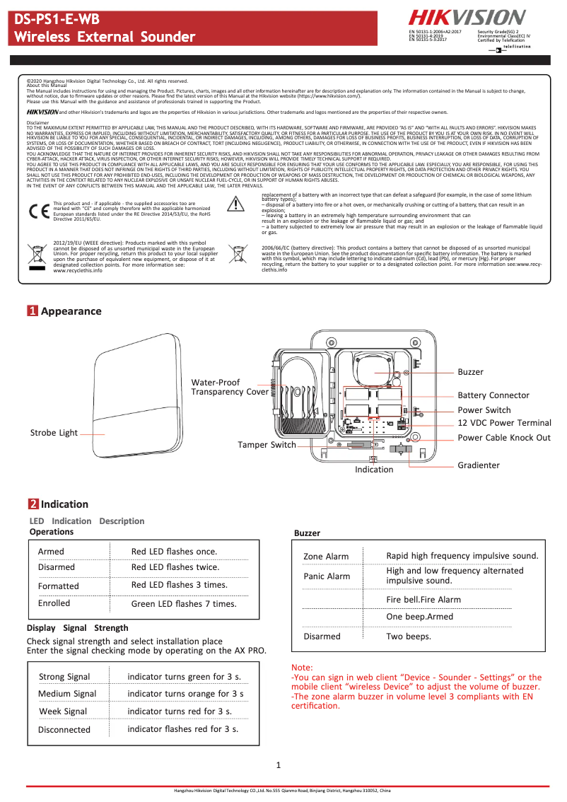 Image de la première page du manuel de l'appareil DS-PS1-E-WB