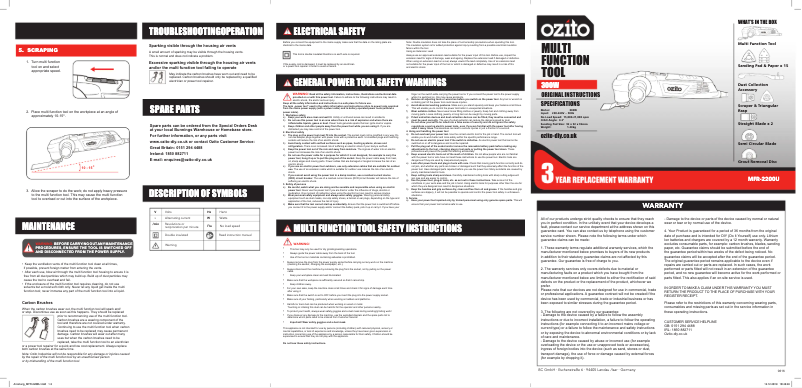 Page n°1 - Manuel utilisateur Ozito MFR-2200U