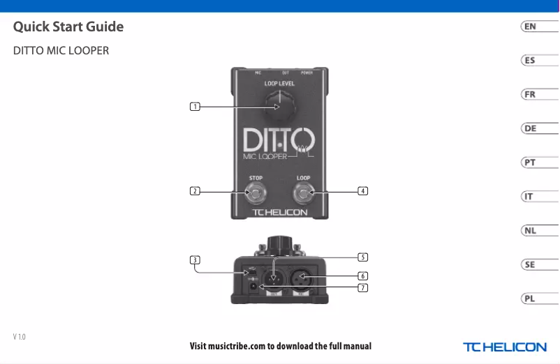 Page n°1 - Guide de démarrage rapide TC Helicon Ditto Mic Looper