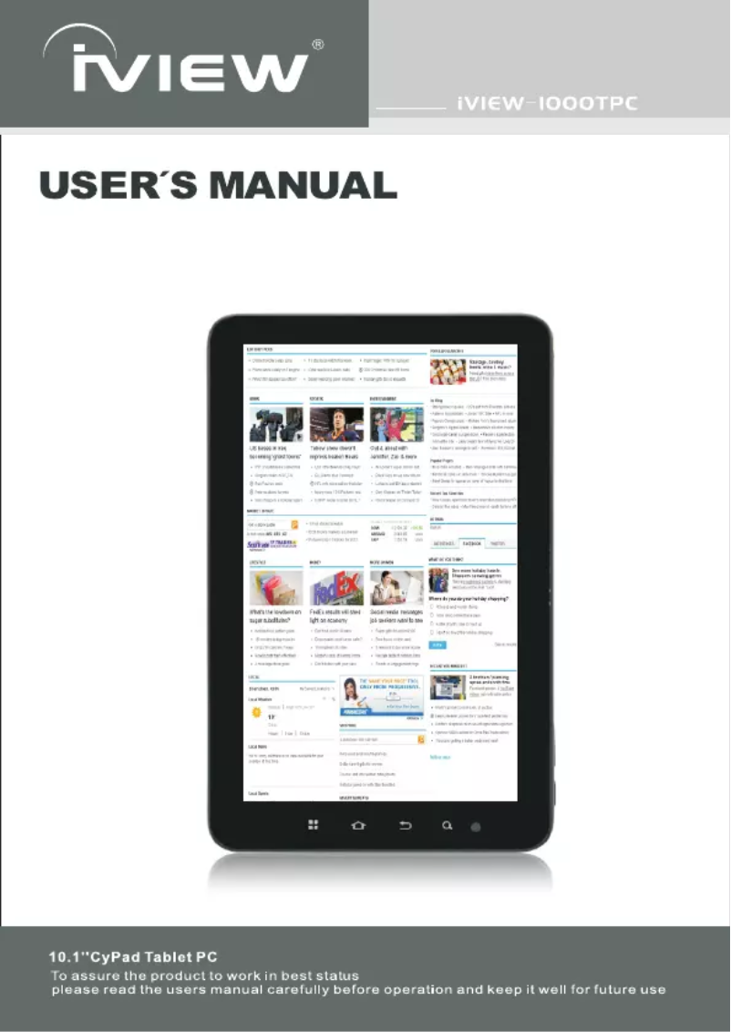 Page n°1 - Manuel utilisateur IVIEW CyPad 1000TPC