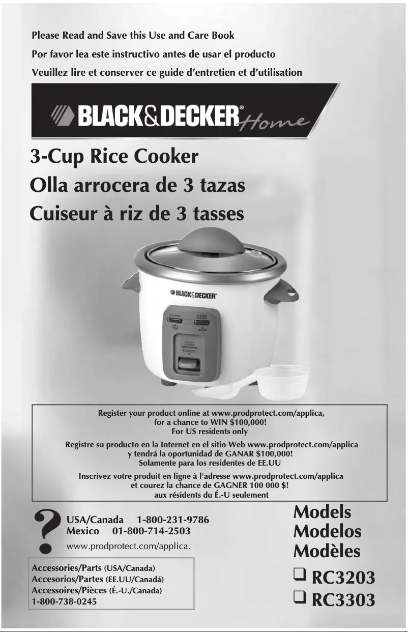 Page 1 de la notice Manuel utilisateur Black & Decker RC3303