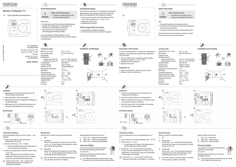 Page 1 de la notice Manuel utilisateur Grässlin Thermio 713