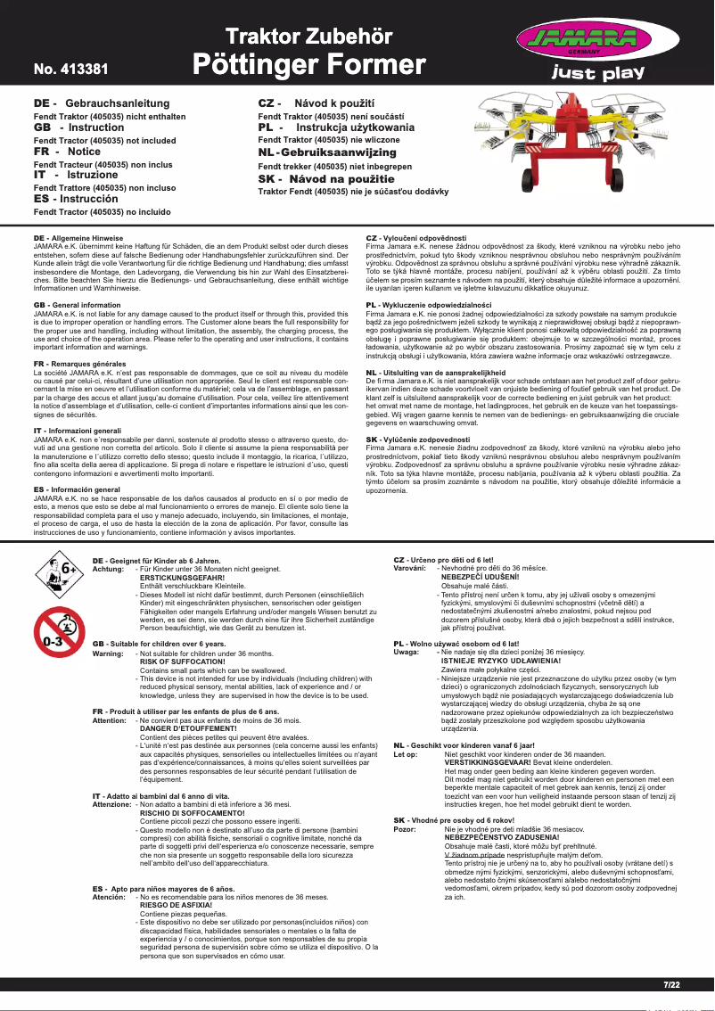 Page 1 de la notice Manuel utilisateur Jamara 413381