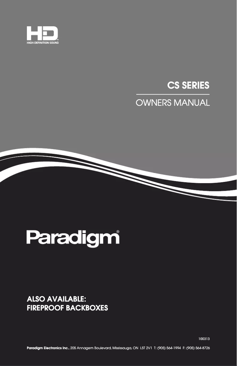 Page 1 of the manual User Manual Paradigm CS-160