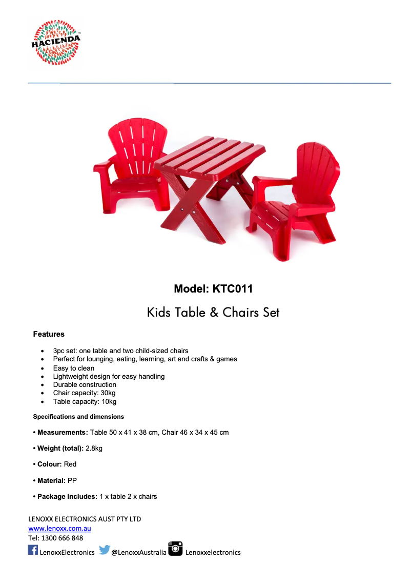 Página 1 del manual Ficha técnica Hacienda KTC011