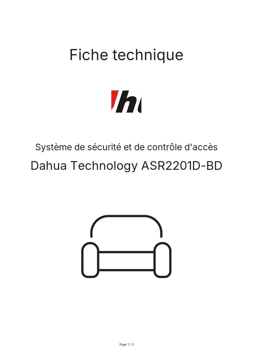 Page n°1 - Fiche technique Dahua Technology ASR2201D-BD