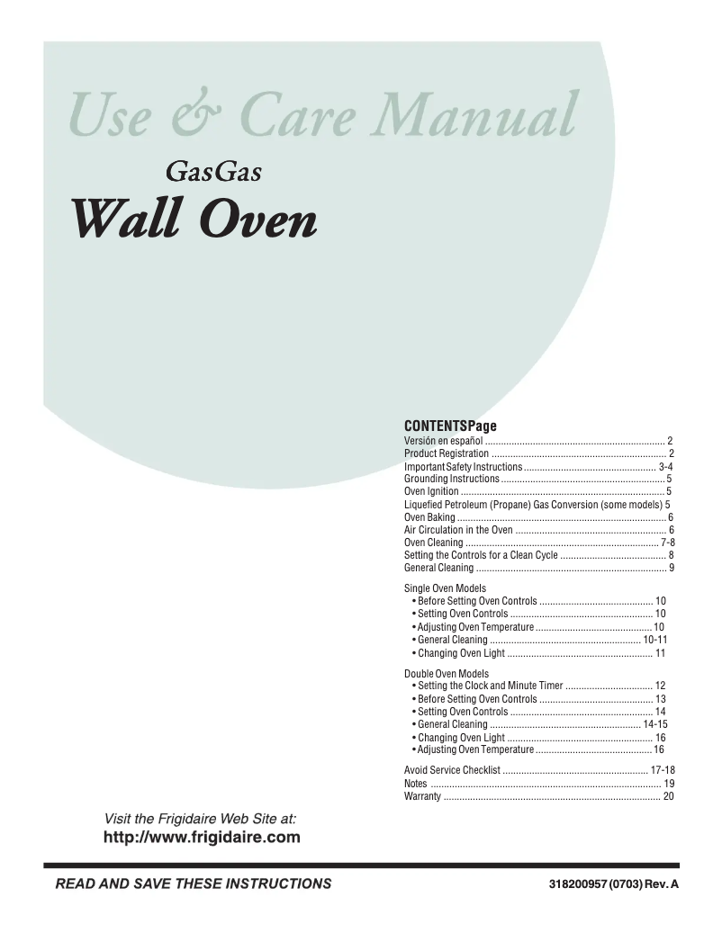 Page 1 de la notice Manuel utilisateur Frigidaire FGB24S5DC