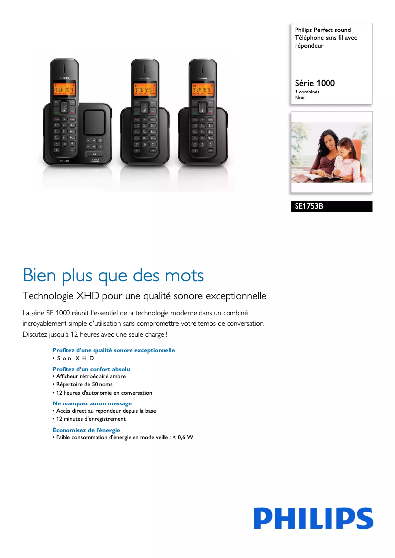 Página 1 del manual Ficha técnica Philips Perfect sound SE1753B