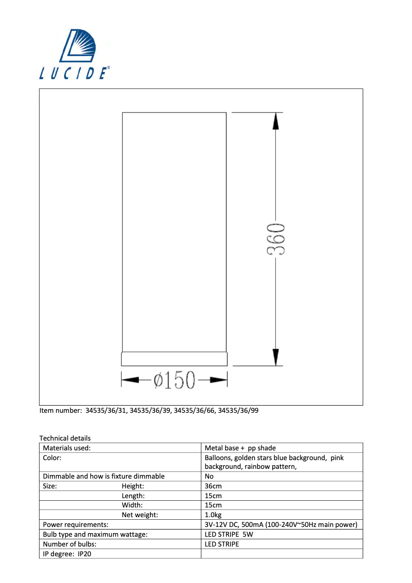 Page n°1 - Manuel utilisateur Lucide K3 34535/36/31