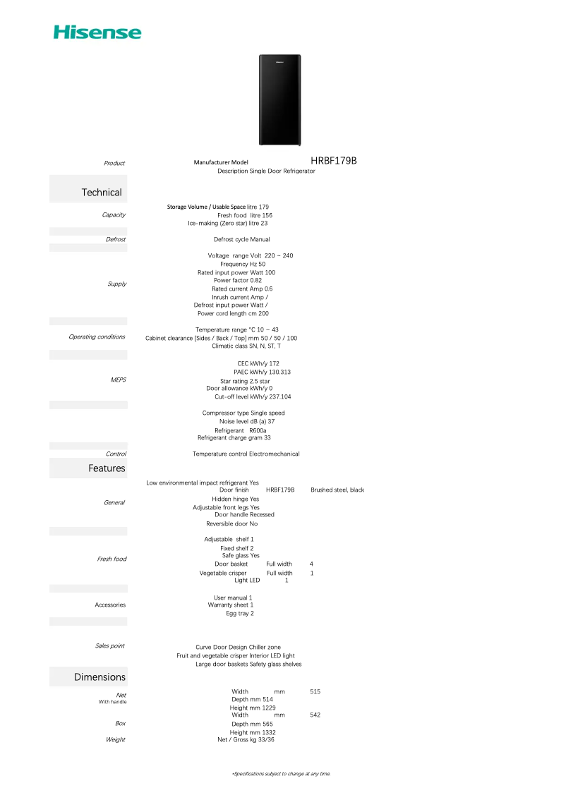Image de la première page du manuel de l'appareil HRBF179B