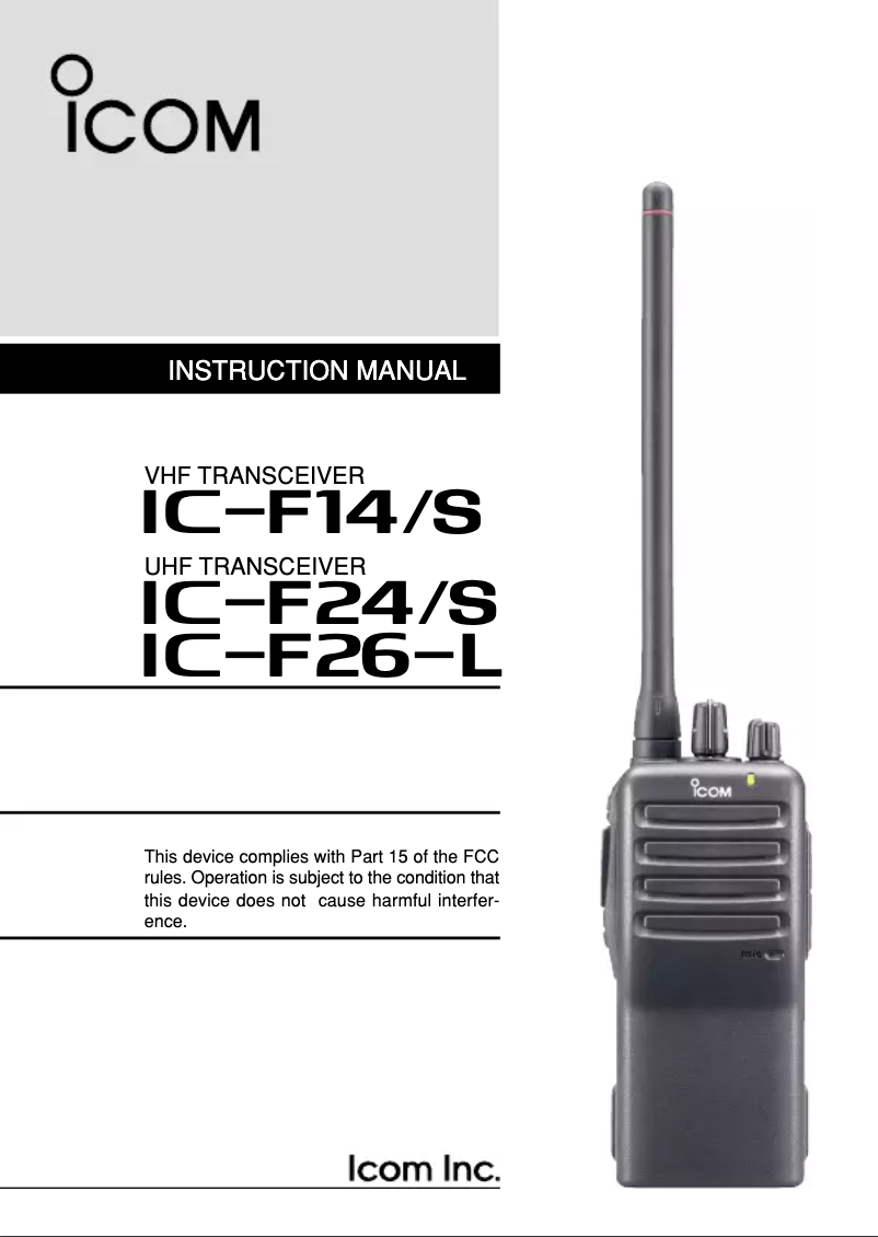 Image de la première page du manuel de l'appareil IC-F14