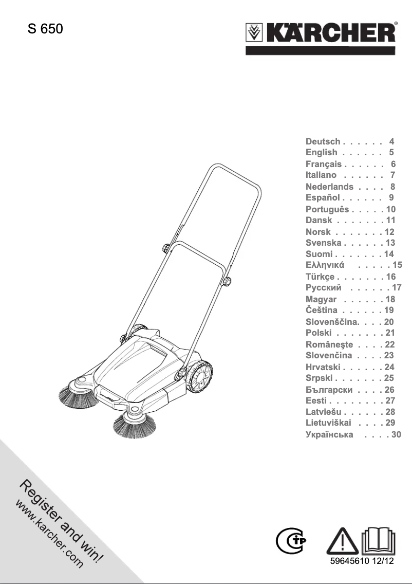Page 1 de la notice Manuel utilisateur Kärcher S 650