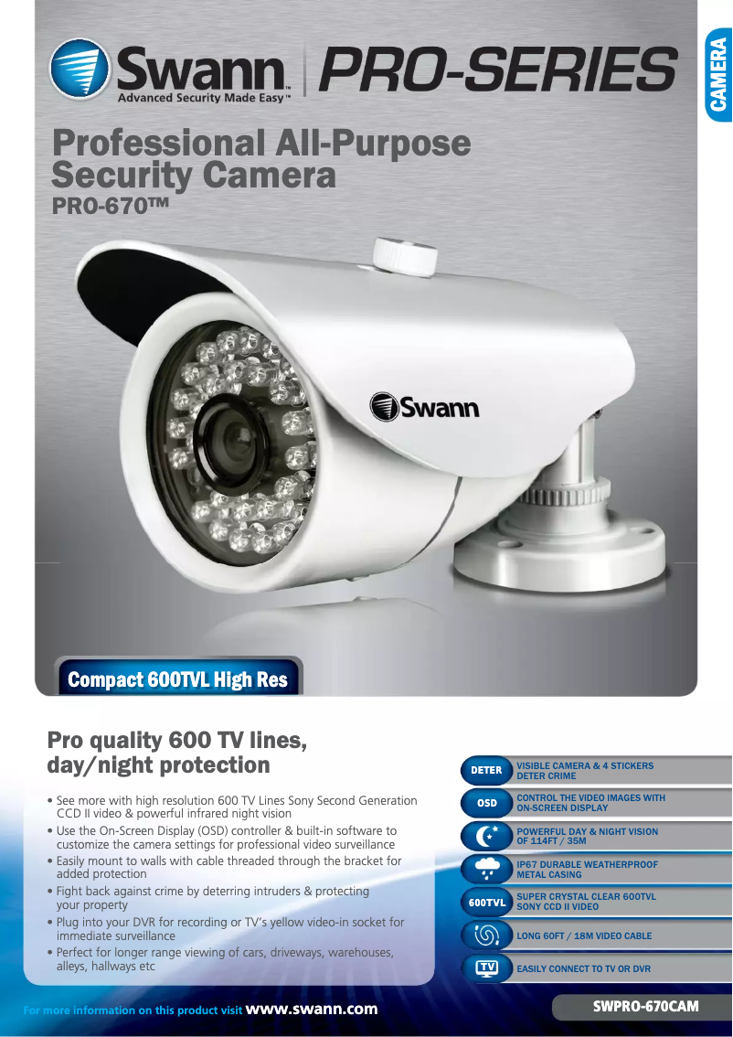 Image de la première page du manuel de l'appareil SWPRO-670CAM