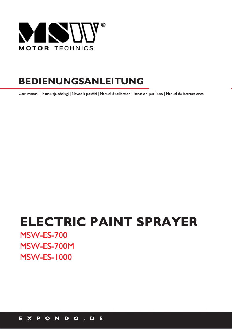 Page n°1 - Manuel utilisateur MSW MSW-ES-1000