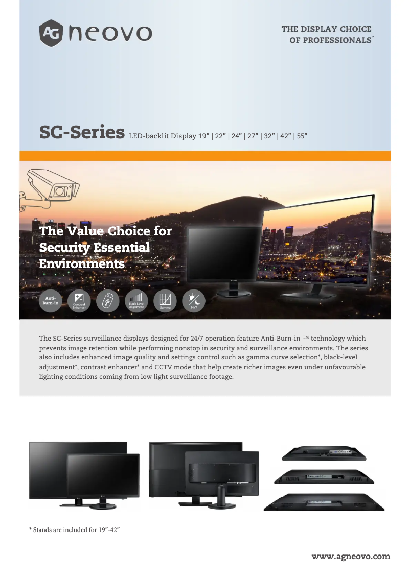 Page 1 de la notice Fiche technique AG Neovo SC-24E