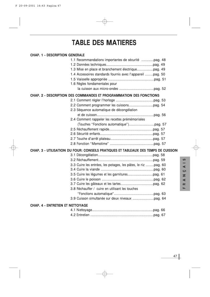 Page n°1 - Manuel utilisateur Rosieres RSK 305 IN