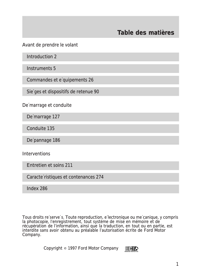 Page n°1 - Manuel utilisateur Ford Explorer (1998)
