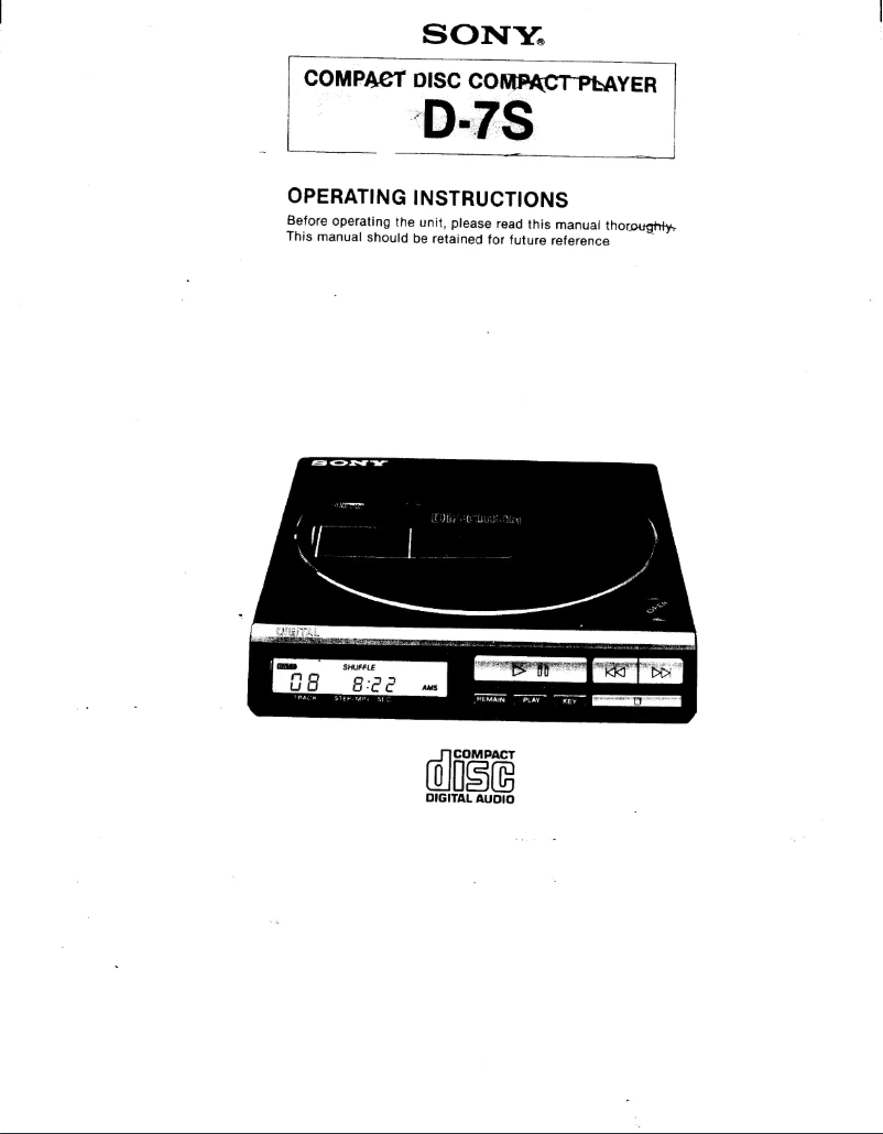 Page 1 de la notice Manuel utilisateur Sony Discman D-7S