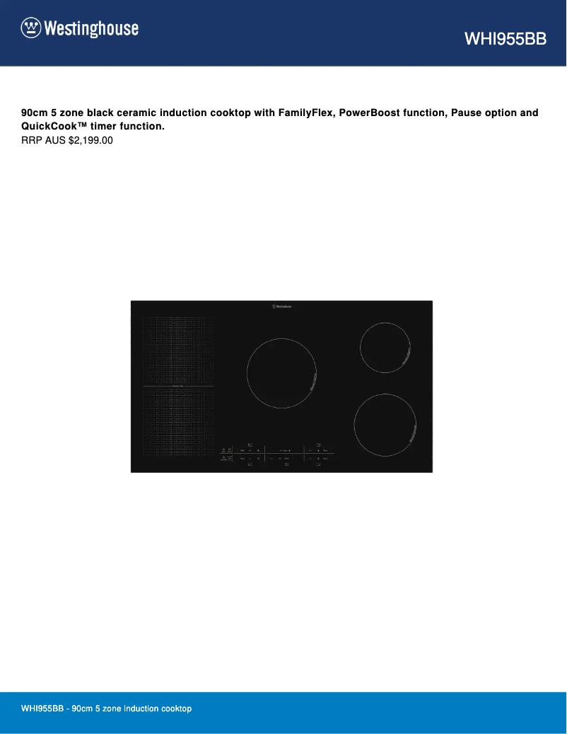 Page n°1 - Fiche technique Westinghouse WHI955BB