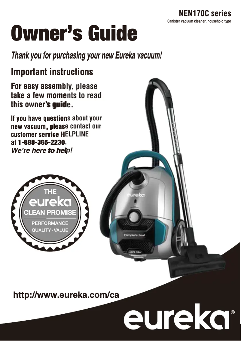 Image de la première page du manuel de l'appareil WhisperGlide NEN170C