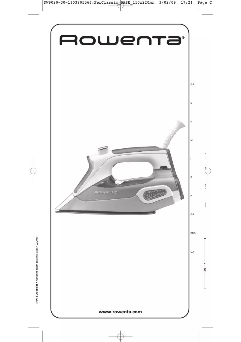 Page 1 de la notice Manuel utilisateur Rowenta Steamium DW9010
