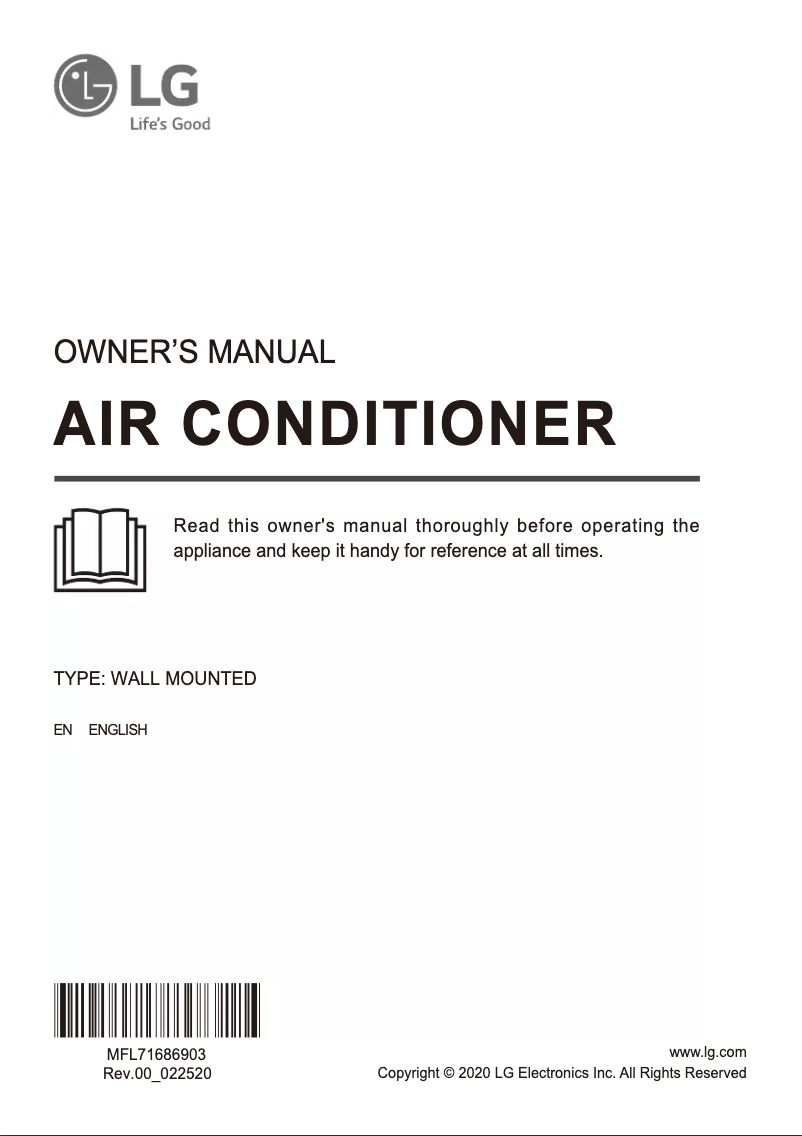 Page 1 de la notice Manuel utilisateur LG MSUQ18APZE