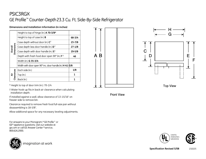 Image de la première page du manuel de l'appareil Profile PSIC3RGXCV