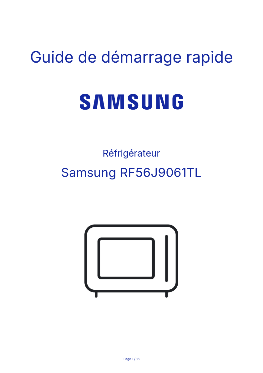 Page n°1 - Guide de démarrage rapide Samsung RF56J9061TL