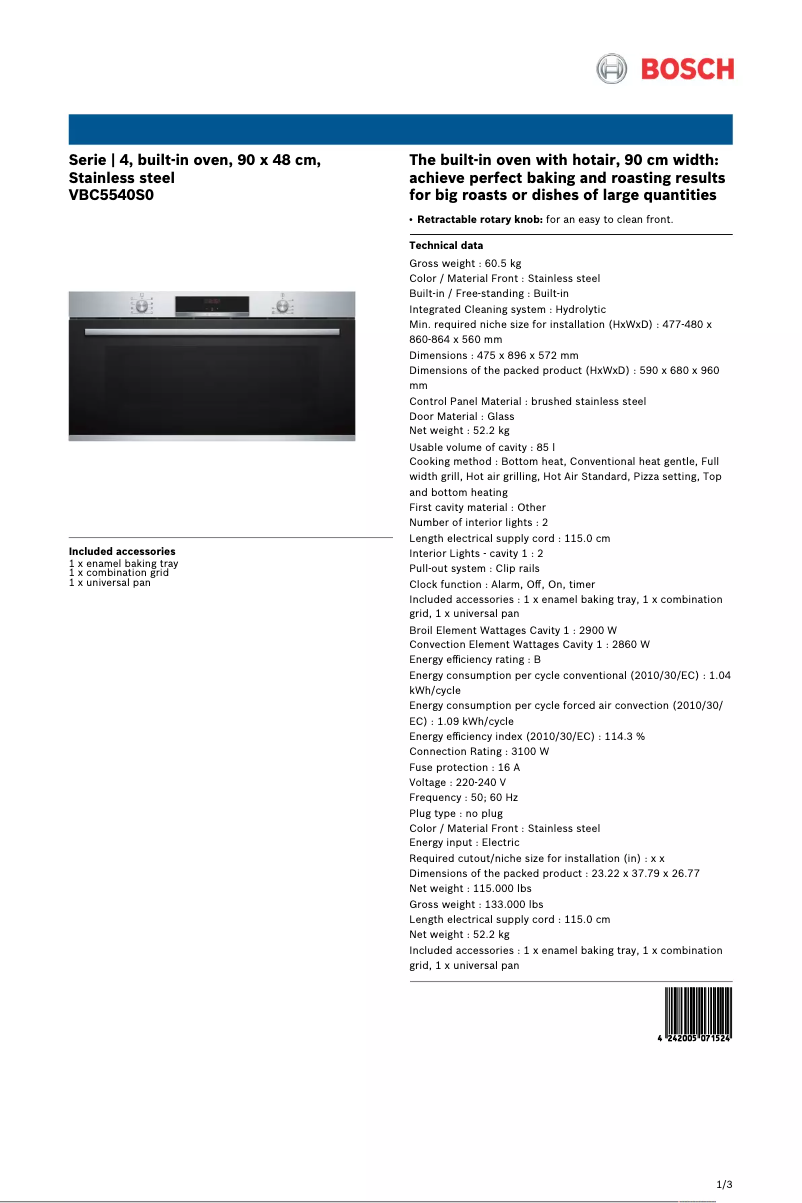 Image de la première page du manuel de l'appareil VBC5540S0