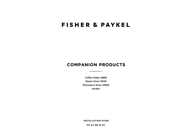 Page n°1 - Guide d'installation Fisher & Paykel EB60DSXBB1