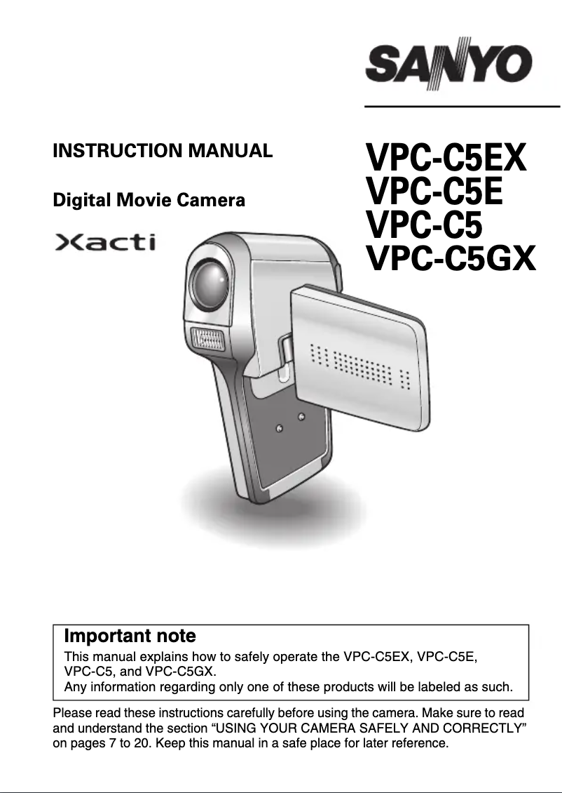 Image de la première page du manuel de l'appareil Xacti VPC-C5GX