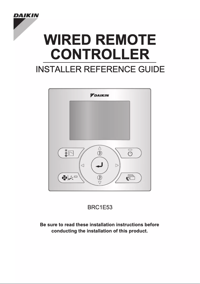 Page 1 de la notice Guide d'installation Daikin BRC1E53B7