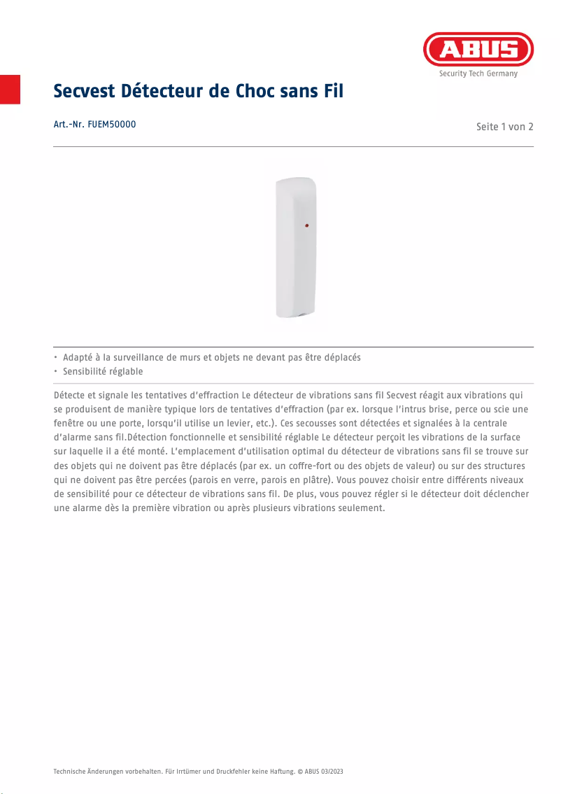 Image de la première page du manuel de l'appareil FUEM50000