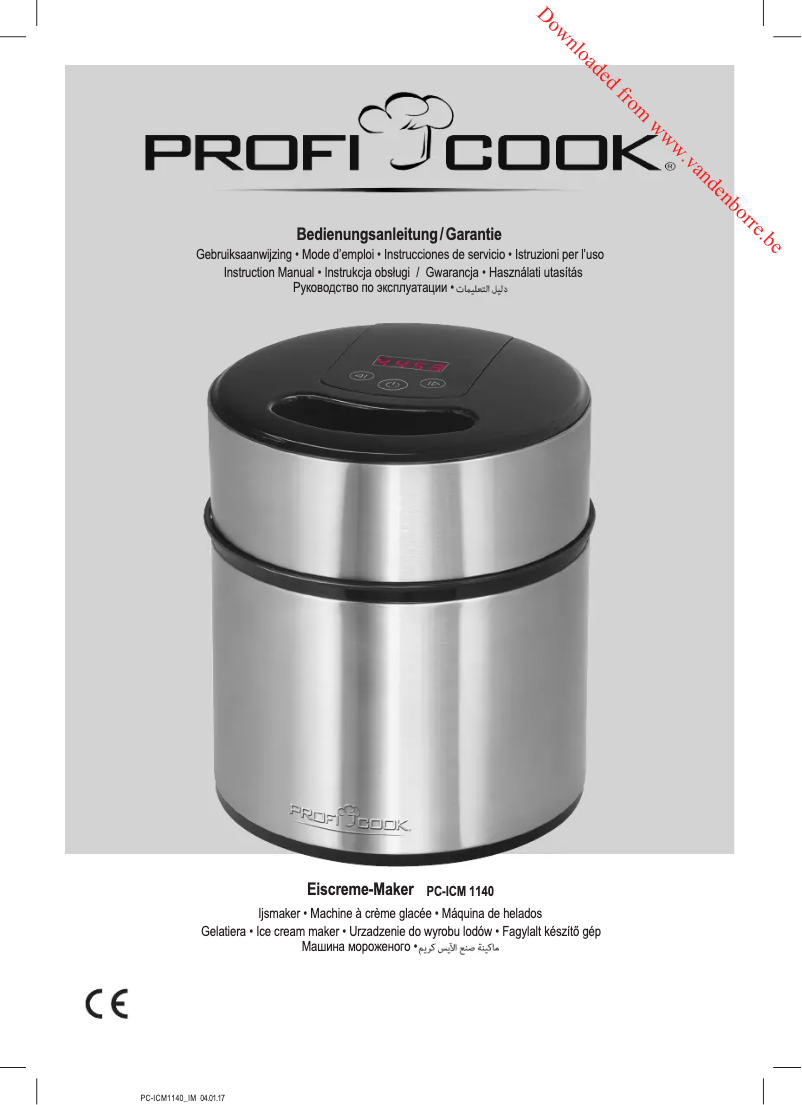 Page n°1 - Manuel utilisateur ProfiCook PC-ICM 1140