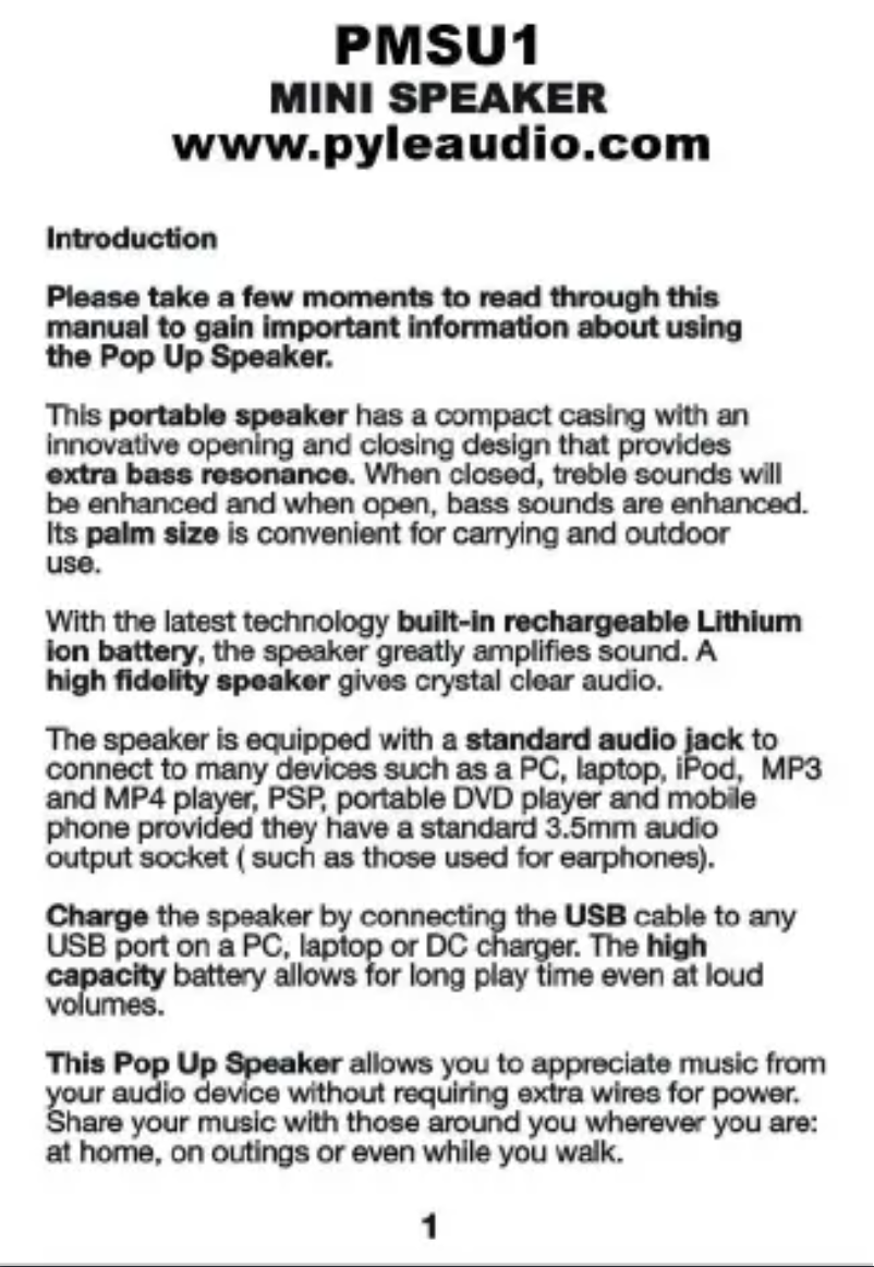 Image de la première page du manuel de l'appareil PMSU1W