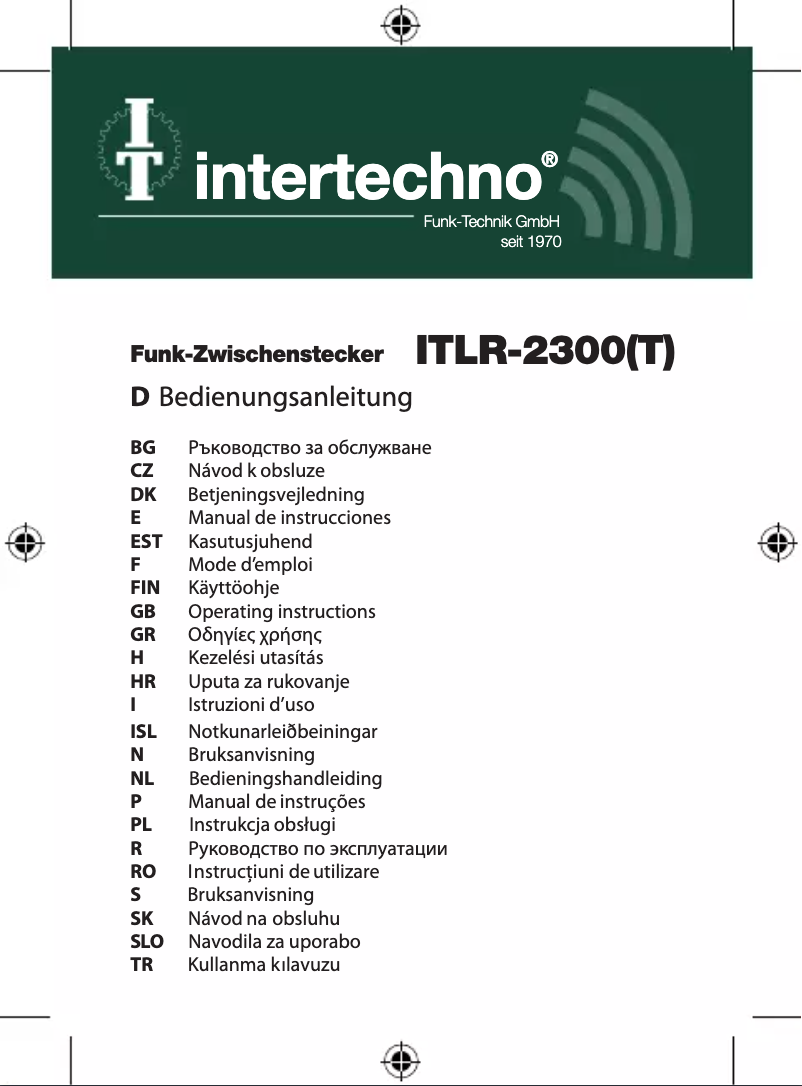 Page n°1 - Manuel utilisateur Intertechno ITLR-2300T