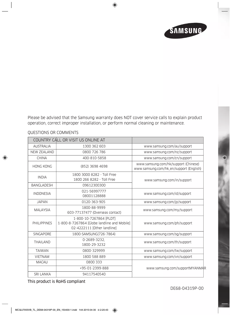 Página 1 del manual Manual de usuario Samsung MC32J7055VF