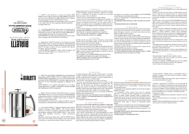 Page n°1 - Manuel utilisateur Bialetti Cappuccinatore