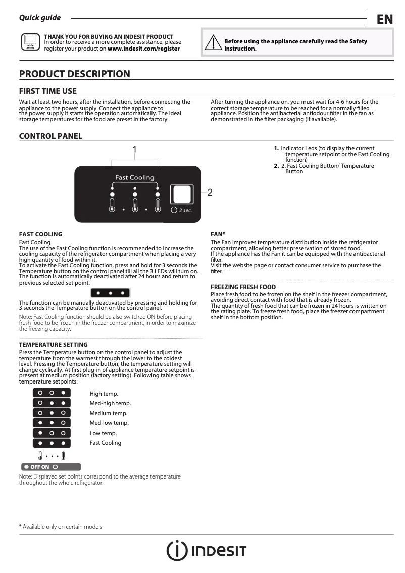 Page 1 de la notice Manuel utilisateur Indesit XIT8 T2E W