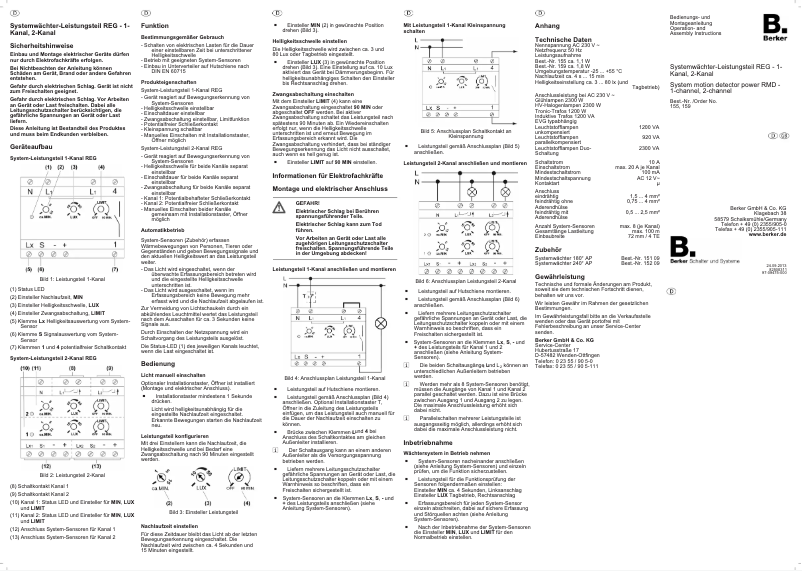 Page n°1 - Manuel utilisateur Berker 155