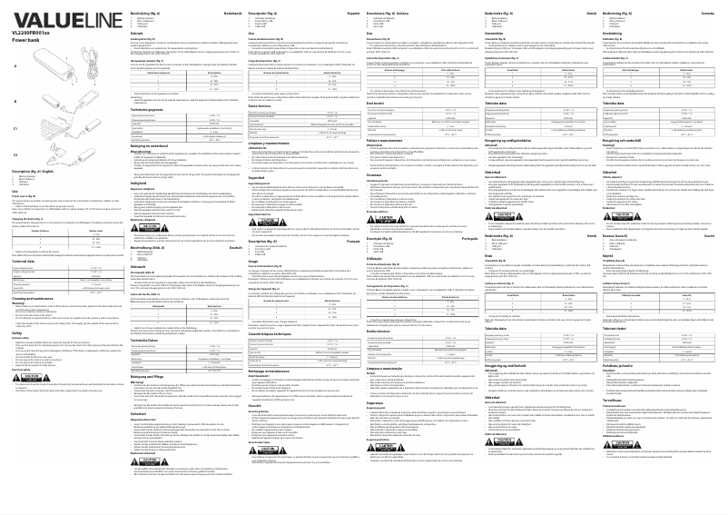 Page 1 de la notice Manuel utilisateur Valueline VL2200PB001GR