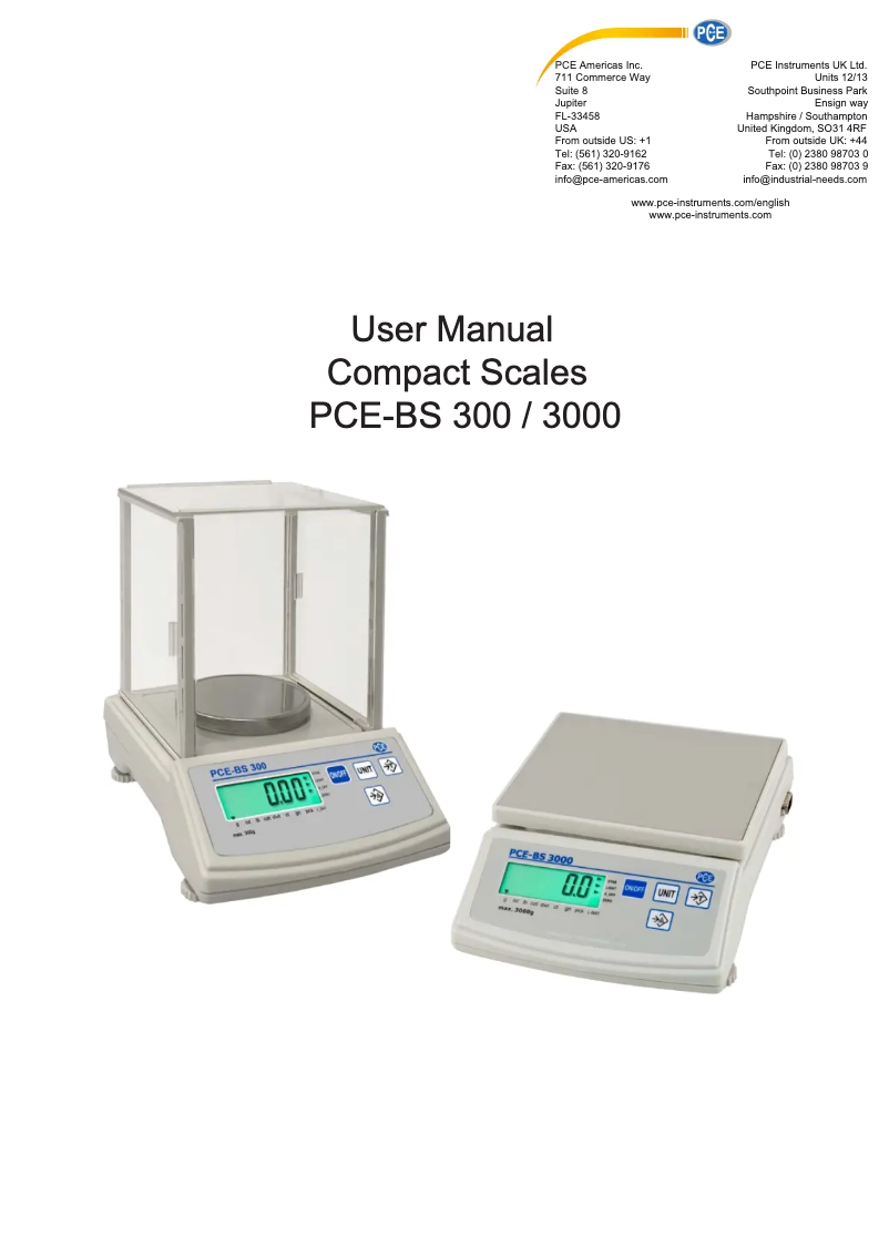 Image de la première page du manuel de l'appareil PCE-BS 3000